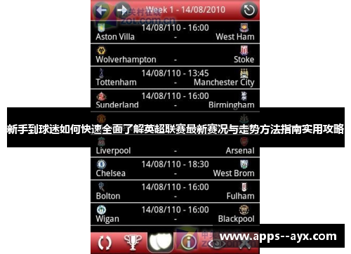 新手到球迷如何快速全面了解英超联赛最新赛况与走势方法指南实用攻略