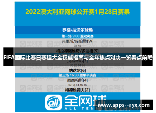 FIFA国际比赛日赛程大全权威指南与全年焦点对决一览看点前瞻